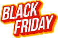 Imagem escrito Black Fridauy em vermelho e laranja.